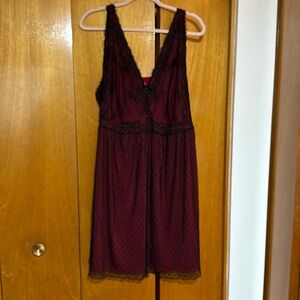 Womens Lacey nightgown with sheer black dot robe